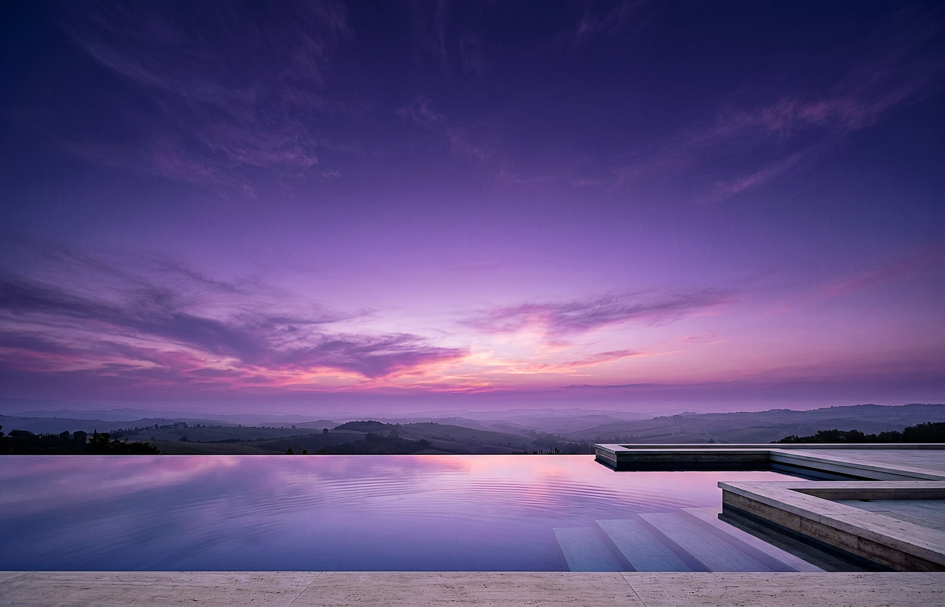 A pool at dusk